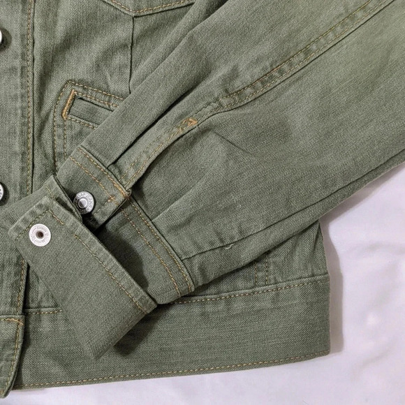 GAP Mock Neck Button Up Denim Jacket, Color Sage Green Size S - Picture 4 of 14